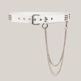 Maxbell Punk Studded Belt Rivet Belt Adjustable Eyelet Grommet Belt Fashion Design White Size S