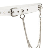 Maxbell Punk Studded Belt Rivet Belt Adjustable Eyelet Grommet Belt Fashion Design White Size S