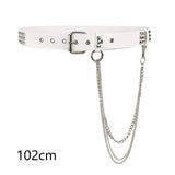 Maxbell Punk Studded Belt Rivet Belt Adjustable Eyelet Grommet Belt Fashion Design White Size S