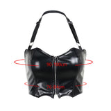 Maxbell Bustier Crop Top Corset Female Halter Bralette Tops for Halloween Festival L Black