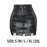 Maxbell Fashion Women PU Leather Skirt Slim Bodycon Skirt for Female Girl Cocktail S Black