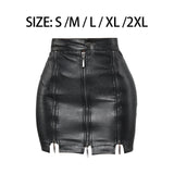 Maxbell Fashion Women PU Leather Skirt Slim Bodycon Skirt for Female Girl Cocktail S Black