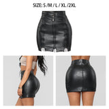 Maxbell Fashion Women PU Leather Skirt Slim Bodycon Skirt for Female Girl Cocktail S Black