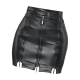 Maxbell Fashion Women PU Leather Skirt Slim Bodycon Skirt for Female Girl Cocktail S Black