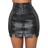 Maxbell Fashion Women PU Leather Skirt Slim Bodycon Skirt for Female Girl Cocktail S Black