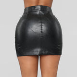 Maxbell Fashion Women PU Leather Skirt Slim Bodycon Skirt for Female Girl Cocktail S Black