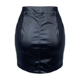 Maxbell Fashion Women PU Leather Skirt Slim Bodycon Skirt for Female Girl Cocktail L Black