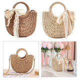 Maxbell Summer Straw Bag Beach for Ladies Women Shopping Travel Lace Woven Handbag Brown