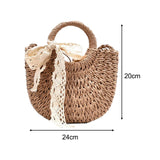 Maxbell Summer Straw Bag Beach for Ladies Women Shopping Travel Lace Woven Handbag Brown