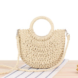 Maxbell Summer Straw Bag Beach for Ladies Women Shopping Travel Lace Woven Handbag Beige