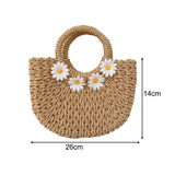 Maxbell Bohemian Woven Handbag Detachable Shoulder Strap Summer Beach Tote Bag Khaki