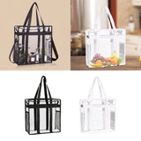 Maxbell Clear Tote Bag Large Capacity with Mesh Pockets for Concerts Gym Travel Black