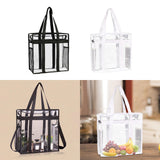 Maxbell Clear Tote Bag Large Capacity with Mesh Pockets for Concerts Gym Travel Black