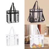Maxbell Clear Tote Bag Large Capacity with Mesh Pockets for Concerts Gym Travel Black