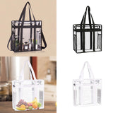 Maxbell Clear Tote Bag Large Capacity with Mesh Pockets for Concerts Gym Travel Black