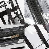 Maxbell Clear Tote Bag Large Capacity with Mesh Pockets for Concerts Gym Travel Black