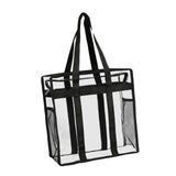 Maxbell Clear Tote Bag Large Capacity with Mesh Pockets for Concerts Gym Travel Black