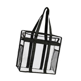 Maxbell Clear Tote Bag Large Capacity with Mesh Pockets for Concerts Gym Travel Black