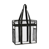 Maxbell Clear Tote Bag Large Capacity with Mesh Pockets for Concerts Gym Travel Black