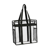 Maxbell Clear Tote Bag Large Capacity with Mesh Pockets for Concerts Gym Travel Black
