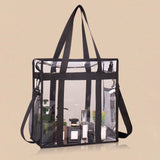 Maxbell Clear Tote Bag Large Capacity with Mesh Pockets for Concerts Gym Travel Black