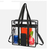 Maxbell Clear Tote Bag Large Capacity with Mesh Pockets for Concerts Gym Travel Black