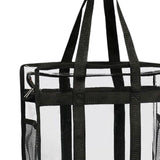 Maxbell Clear Tote Bag Large Capacity with Mesh Pockets for Concerts Gym Travel Black