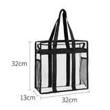 Maxbell Clear Tote Bag Large Capacity with Mesh Pockets for Concerts Gym Travel Black