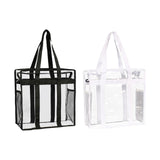 Maxbell Clear Tote Bag Large Capacity with Mesh Pockets for Concerts Gym Travel Black