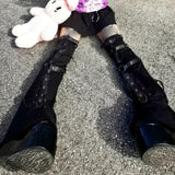 Maxbell Women Leg Sleeve Streetwear Punk Gothic Leg Warmer for Stages Show Party M Black