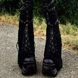 Maxbell Women Leg Sleeve Streetwear Punk Gothic Leg Warmer for Stages Show Party M Black