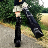 Maxbell Women Leg Sleeve Streetwear Punk Gothic Leg Warmer for Stages Show Party L Black