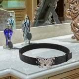 Maxbell 41inch Length Women PU Leather Waist Belt Pin Buckle Waist Band for Dating Argent