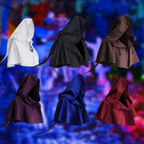 Maxbell Halloween Cloak Cowl Cosplay Witch Cape Medieval for Unisex Adults Women Men White