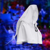 Maxbell Halloween Cloak Cowl Cosplay Witch Cape Medieval for Unisex Adults Women Men White