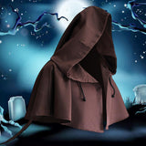 Maxbell Halloween Cloak Cowl Cosplay Witch Cape Medieval for Unisex Adults Women Men Coffee