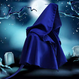 Maxbell Halloween Cloak Cowl Cosplay Witch Cape Medieval for Unisex Adults Women Men Dark Blue