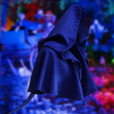 Maxbell Halloween Cloak Cowl Cosplay Witch Cape Medieval for Unisex Adults Women Men Dark Blue