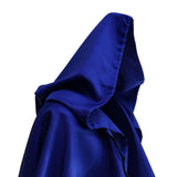 Maxbell Halloween Cloak Cowl Cosplay Witch Cape Medieval for Unisex Adults Women Men Dark Blue