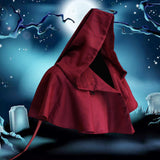 Maxbell Halloween Cloak Cowl Cosplay Witch Cape Medieval for Unisex Adults Women Men Dark Red