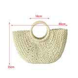 Maxbell Fashion Straw Handbag Tote Clutch Wallet Top Handle Women Woven Bag Travel Beige