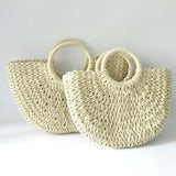 Maxbell Fashion Straw Handbag Tote Clutch Wallet Top Handle Women Woven Bag Travel Beige