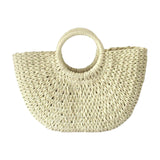 Maxbell Fashion Straw Handbag Tote Clutch Wallet Top Handle Women Woven Bag Travel Beige