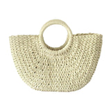 Maxbell Fashion Straw Handbag Tote Clutch Wallet Top Handle Women Woven Bag Travel Beige