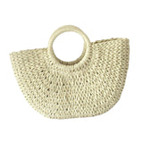 Maxbell Fashion Straw Handbag Tote Clutch Wallet Top Handle Women Woven Bag Travel Beige