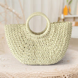 Maxbell Fashion Straw Handbag Tote Clutch Wallet Top Handle Women Woven Bag Travel Beige