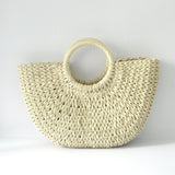 Maxbell Fashion Straw Handbag Tote Clutch Wallet Top Handle Women Woven Bag Travel Beige