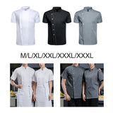 Maxbell Men Women Chef Coat Jacket with Pockets Summer for Bakery Food Service M White