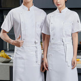 Maxbell Men Women Chef Coat Jacket with Pockets Summer for Bakery Food Service M White