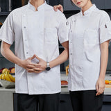 Maxbell Men Women Chef Coat Jacket with Pockets Summer for Bakery Food Service 4XL White
